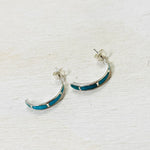 Sterling Silver Turquoise Half Hoop Earrings