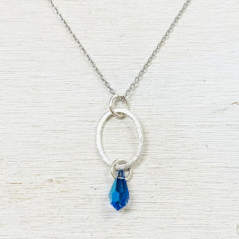 Sterling Silver September Circle Drop Necklace