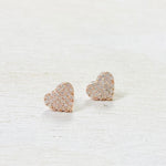 Sterling Silver Rose Gold Plated CZ Heart Studs