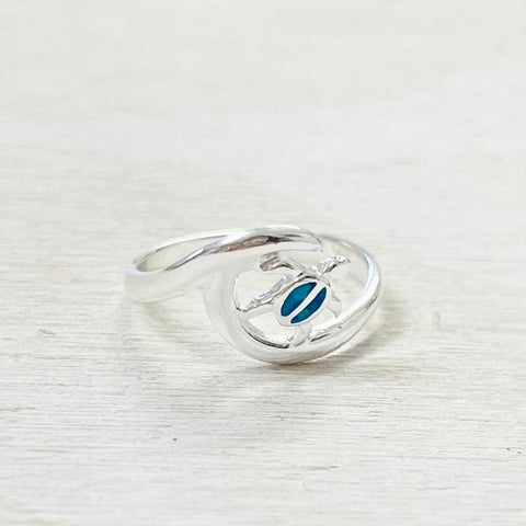 Sterling Silver Turtle in a Wave Ring