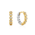 Two Tone Row Bezel Huggies