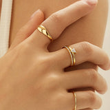 Gold Double Triangle Stacker Ring- Size 7