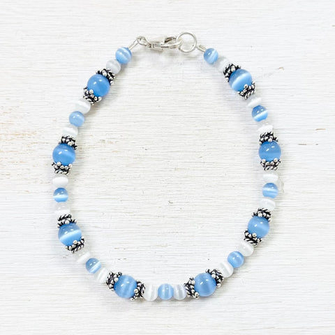 Sterling Silver Blue Beaded Bracelet