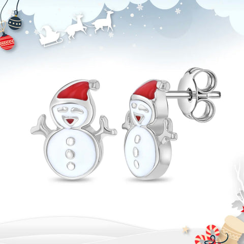 Sterling Silver Snowman Earrings