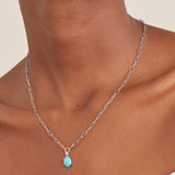 Silver Turquoise Chunky Chain Drop Necklace