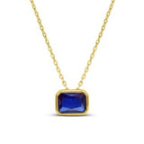 Sideways Baguette Birthstone Necklace