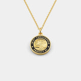 Medium St. Christopher Surf Necklace, Gold/Black