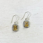 Sterling Silver Rimmed Square Citrine Earrings