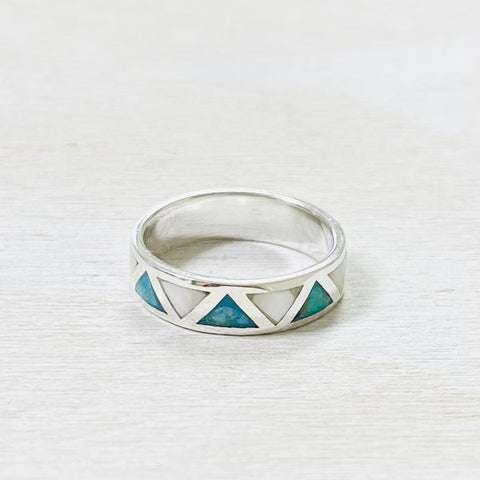 Sterling Silver Dual Triangle Inlay Ring