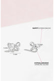 Sterling Silver Child In Season Bow Stud Earrings with Center CZ Stone