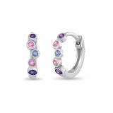 Sterling Silver Multicolor Huggie Earrings