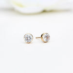 Sterling Silver CZ Bezel Set Stud Earrings