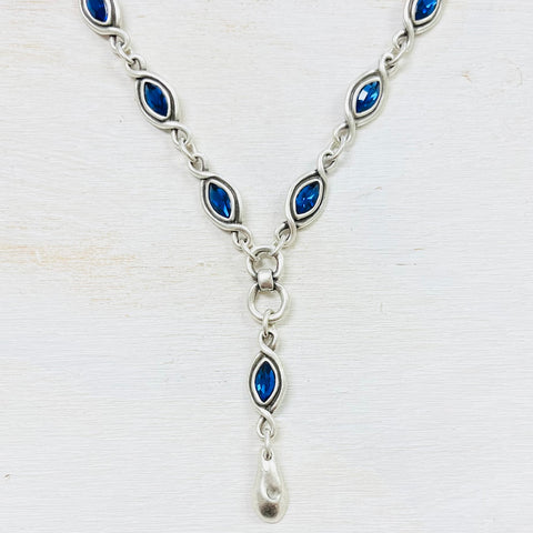 Fashion Blue Stone Y Necklace