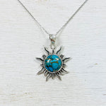 Sterling Silver Sun Burst Turquoise Necklace