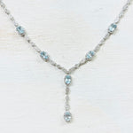 Fashion Silver Blue Stone Drop Necklace