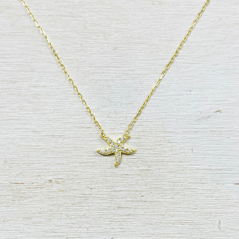 Sterling Silver Gold Plated Starfish Necklace