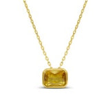 Sideways Baguette Birthstone Necklace