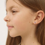 Sterling Silver Pink CZ Cross Earrings