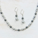 Fashion Grey Bead Necklace and Earring Set