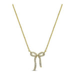 Sterling Silver Pave “Tied Together” Bow Necklace