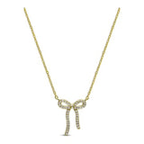 Sterling Silver Pave “Tied Together” Bow Necklace