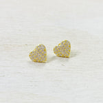 Sterling Silver Gold Plated CZ Heart Studs