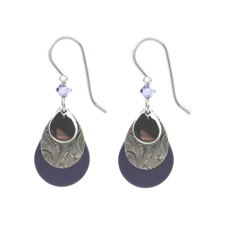 Blue and Silver Triple Teardrop Earrings