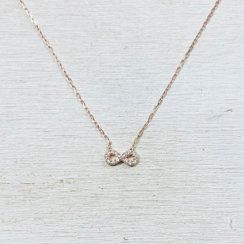 Sterling Silver Rose Gold Infinity Necklace