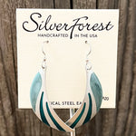 Silver Forest Abstract Green and Silver Earrings