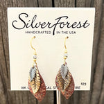 Silver Forest Mixed Metal Layered Leaves Earrings