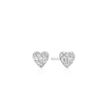 Ania Haie Silver Pave Heart Stud Earrings