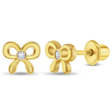 Sterling Silver Gold Plated Bow Earrings