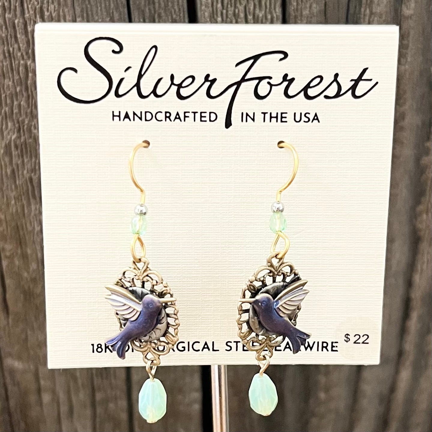Spirit Earrings By Silver Forest Silver Forest Purple Hummingbird On