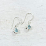 Sterling Silver Round Blue Topaz Earrings