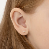 Sterling Silver Gold Plated CZ Solitaire Stud Earrings-2mm