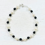 Sterling Silver Freshwater Pearl & Black Onyx Bracelet