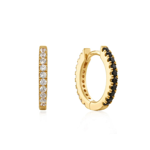 Gold Black and White CZ Huggies