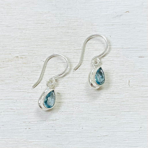 Sterling Silver Aquamarine Teardrop Earrings