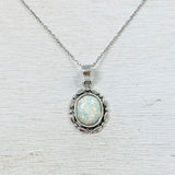 Sterling Silver Created Opal Necklace