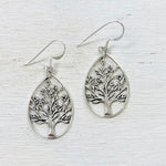 Sterling Silver Teardrop Tree of Life Earrings