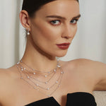 Silver Shell Pearl Station Necklace