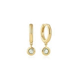 Gold Mint Green Huggie Hoop Earrings
