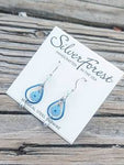 Silver Forest Blue Flower Dangle Earrings