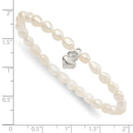Sterling Silver Freshwater Cultured Pearl w/ Heart Children’s Stretch Bracelet