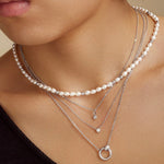 Silver Round Solitaire CZ Necklace
