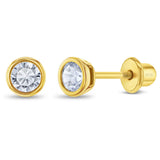 Sterling Silver Gold Plated Bezel Stud Earrings