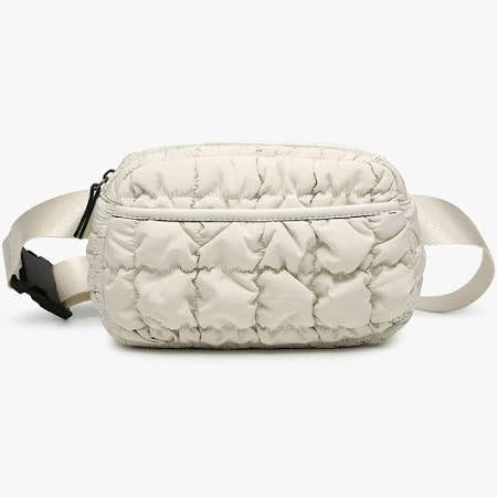 Chrissy Off White Quilted Puffy Belt Bag