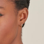 Gold Sparkle Emblem Huggie Hoop Earrings