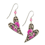 Pink Floral Heart Earrings