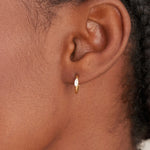 Gold Sparkle Emblem Huggie Hoop Earrings